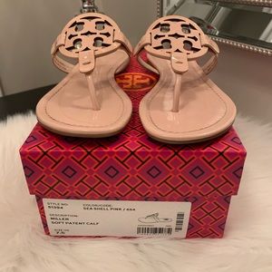 Tory Burch Miller sandal Sz 7.5.  Sea Shell pink color.